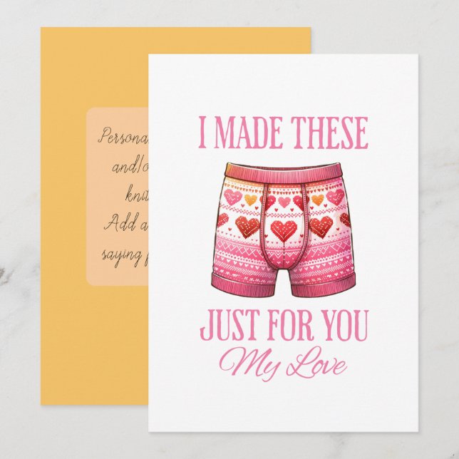 Fula underkläder Alla hjärtans dag  Julkort (Fram/baksida)