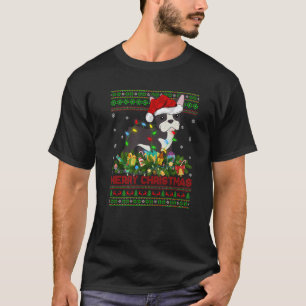Fula Xmas-ljus Santa hatt Boston Terrier Hund Jul T Shirt