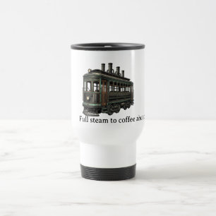 Full ånga till kaffe framåt Steampunk-spårvagn Resemugg
