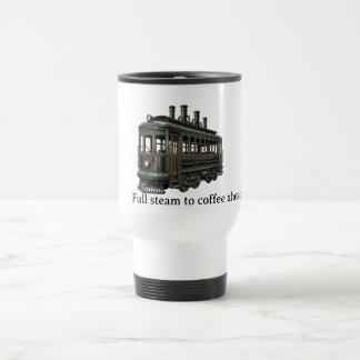 Full ånga till kaffe framåt Steampunk-spårvagn Resemugg