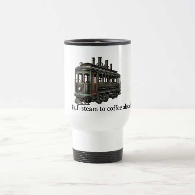 Full ånga till kaffe framåt Steampunk-spårvagn Resemugg (Center)