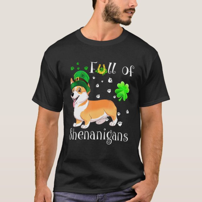 Full av bus Corgi Hund Irländsk T Shirt (Framsida)