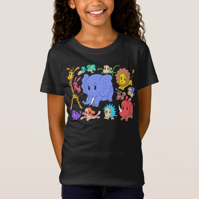 Full av energi! Tolv glada djur. T Shirt (Framsida)