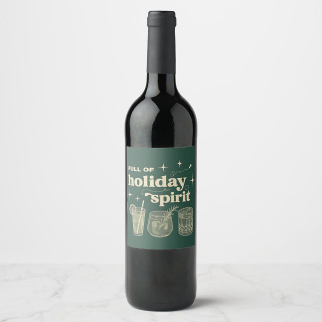 Full av höjdpunkter julpresenter drycker vin vinflaska etikett (Framsida)