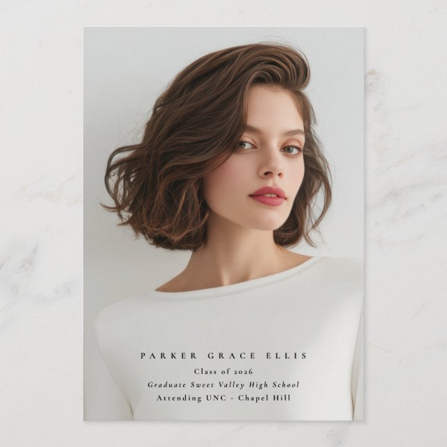 Full Bleed Elegant Photo Graduation Announcement Meddelande (Framsida)