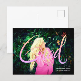 Full bleed foto neon 2 grad överlagringsmeddelande meddelande vykort