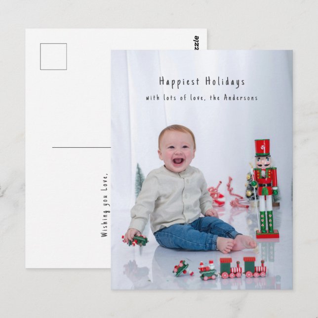 Full Bleed Minimal Photocard Simple Holiday  Vykort (Fram/baksida)