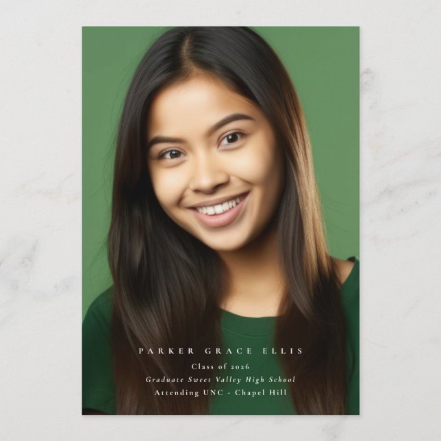 Full Bleed Modern 2 Photo Graduation Announcement Meddelande (Framsida)