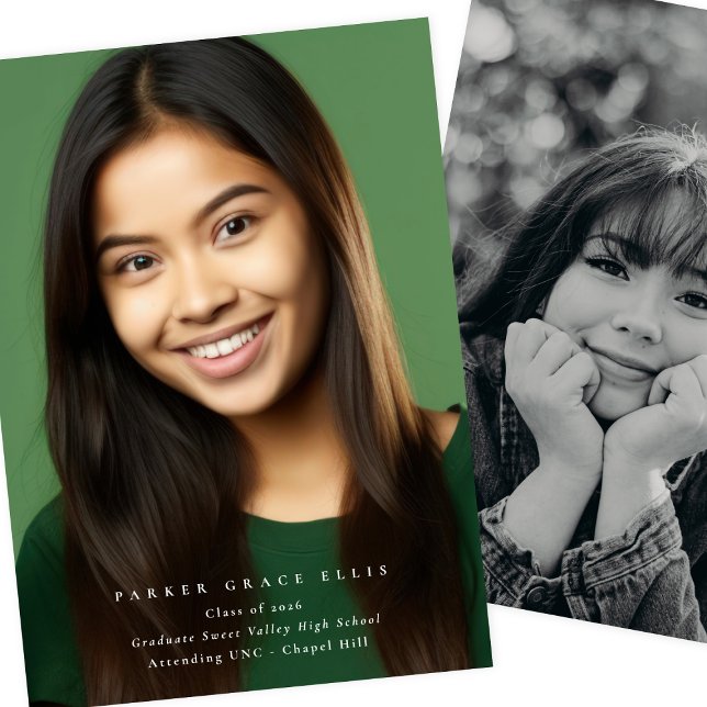 Full Bleed Modern 2 Photo Graduation Announcement Meddelande (Skapare uppladdad)