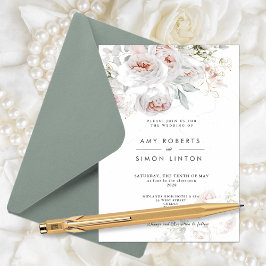Full Bloom Pink Roses Wedding Invitation Inbjudningar