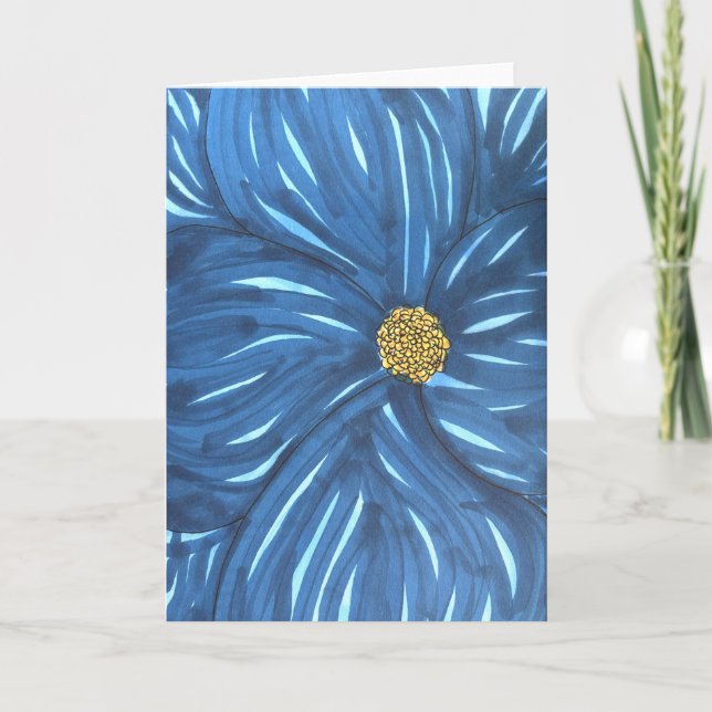 Full Blue Flower Blank Kort (Framsida)