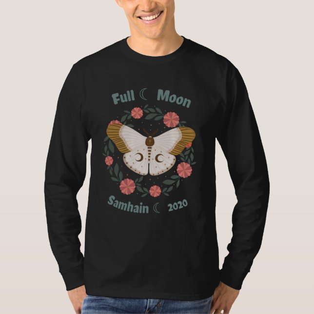 Full Blue Moon Samhain 2020 Moth Garland T Shirt (Framsida)