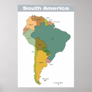 Full färgkarta av South America Poster