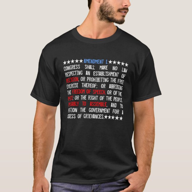Full First Amendment US Constitution Long Sleeved T Shirt (Framsida)