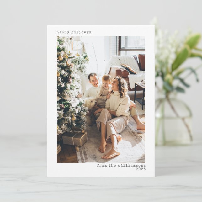 Full Foto Minimalistisk Modern Typsnitt Glad  Julkort (Stående Fram)