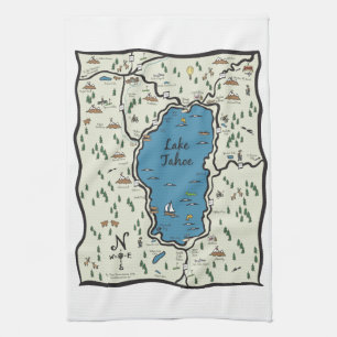Full Lake Tahoe områdeskarta Kökshandduk
