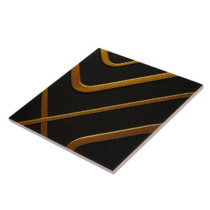 Full Liquid Gold Svart Monokrom Arkitektonisk Acc Kakelplatta