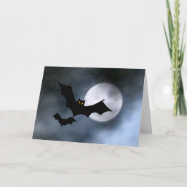 Full måne och Fladdermöss Halloween-kort Kort