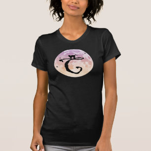 Full måne och katt C Initial Monogram T- Shirt T