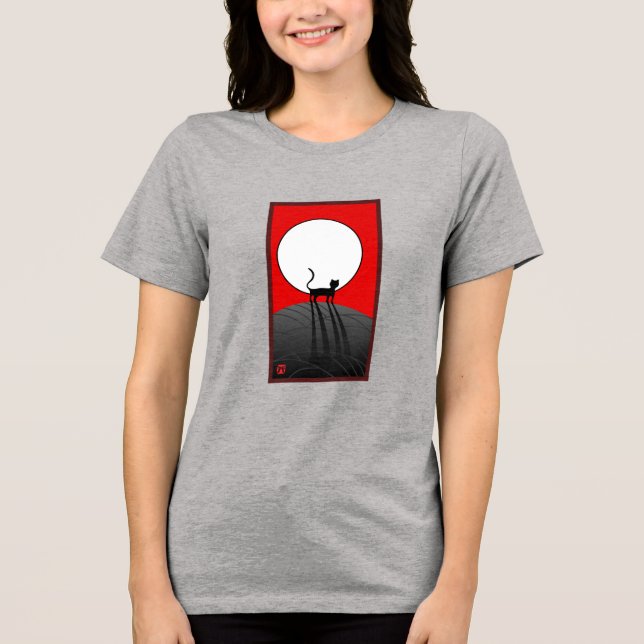Full måne och katt t shirt (Framsida)