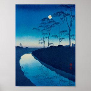 Full månnatt, Koho Shoda, Woodcut Poster
