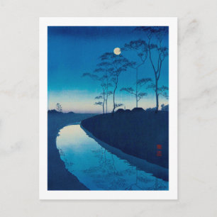 Full månnatt, Koho Shoda, Woodcut Vykort