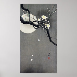 Full Moon and White Plum Blommar, Ohara Koson Poster