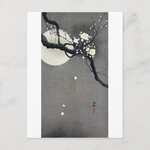 Full Moon and White Plum Blommar, Ohara Koson Vykort