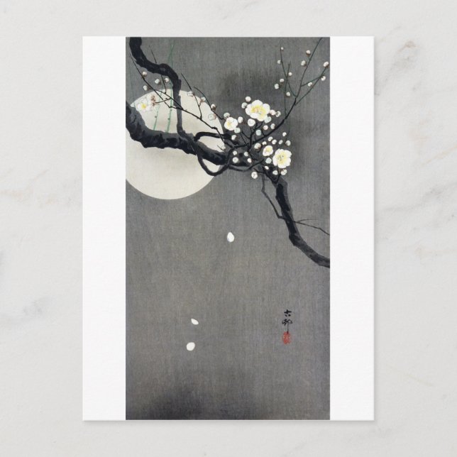 Full Moon and White Plum Blommar, Ohara Koson Vykort (Framsida)