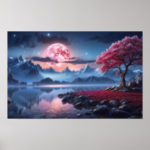Full Moon Art Night Himmel Poster Art