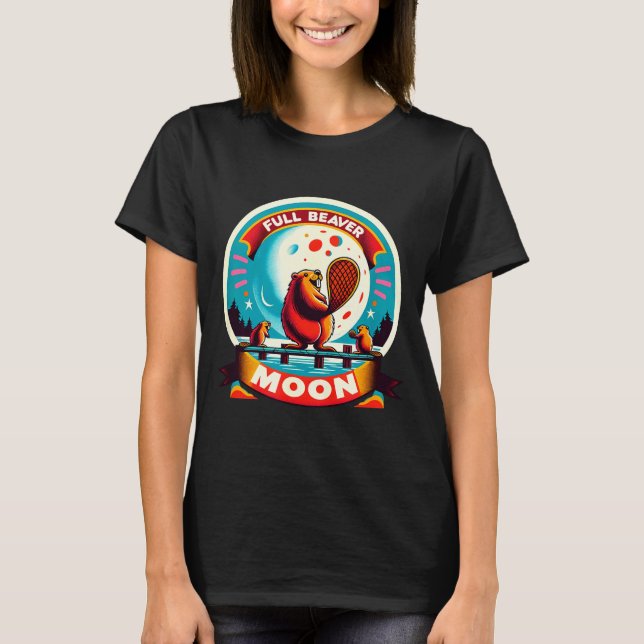 Full Moon Beaver  T Shirt (Framsida)