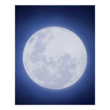 Full Moon Blue Aura Glossy Poster