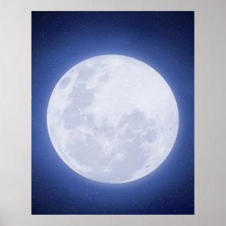 Full Moon Blue Aura Poster