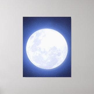 Full Moon Blue Aura Stretched Kanvastryck