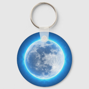 Full Moon Bright Blue Nyckelring