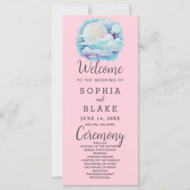 Full Moon Celestial Stars Rosa Bröllopsprogram