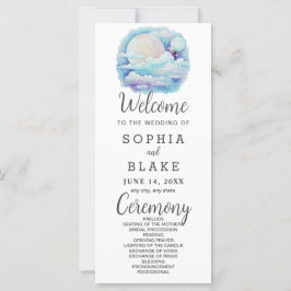 Full Moon Celestial Stars White Bröllopsprogram