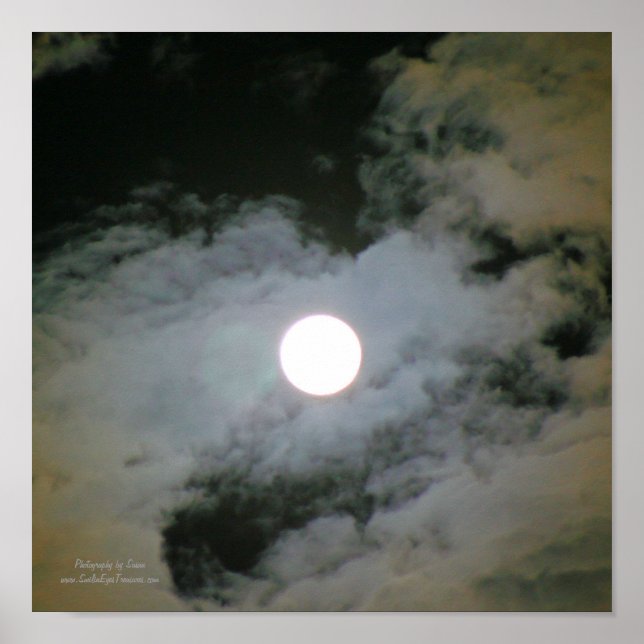 Full Moon Clouds Natt Nature Himlar Nature Poster (Framsidan)
