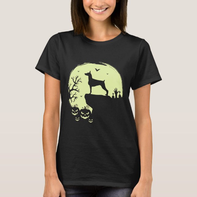 Full Moon Doberman Halloween Hund för kvinnor T Shirt (Framsida)