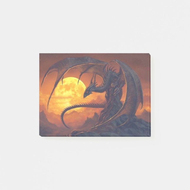 Full Moon Dragon Fantasy Post-it Block (Framsida)