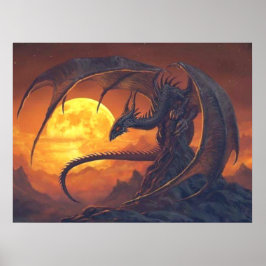 Full Moon Dragon Fantasy Poster