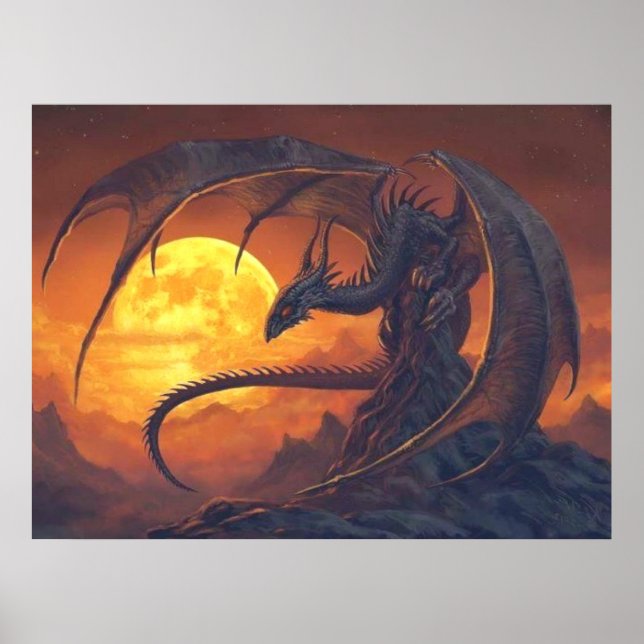 Full Moon Dragon Fantasy Poster (Framsidan)