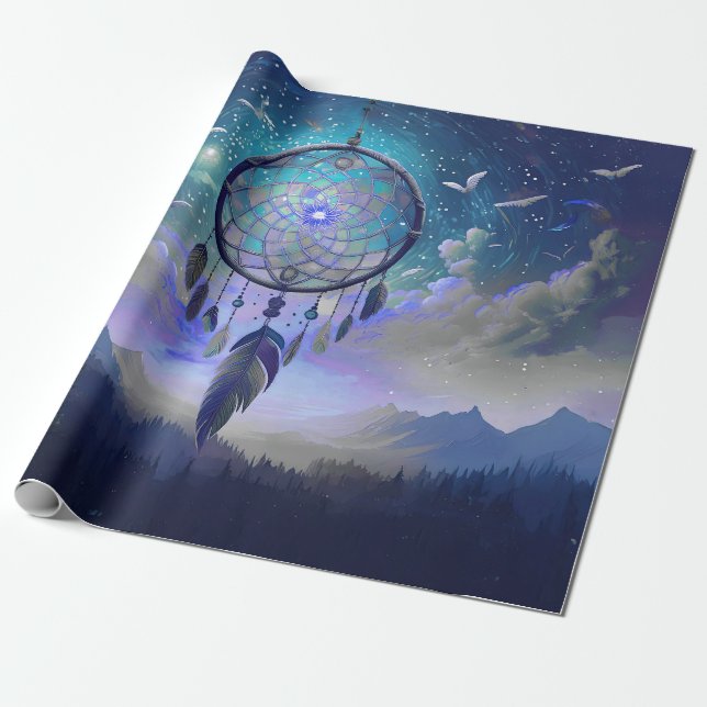 Full Moon Dream Catcher, Celestial Presentpapper (Utrullad)