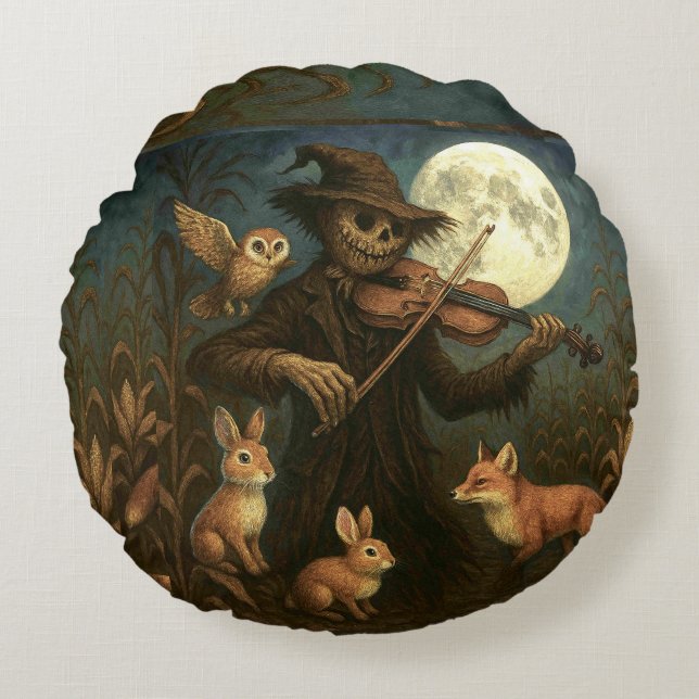 Full Moon Fågelskrämma Sergranat Rund Kudde (Framsidan)