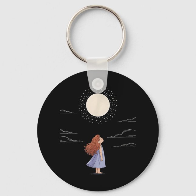 Full Moon Feelings Design Astrology Zodiac Space Nyckelring (Framsida)