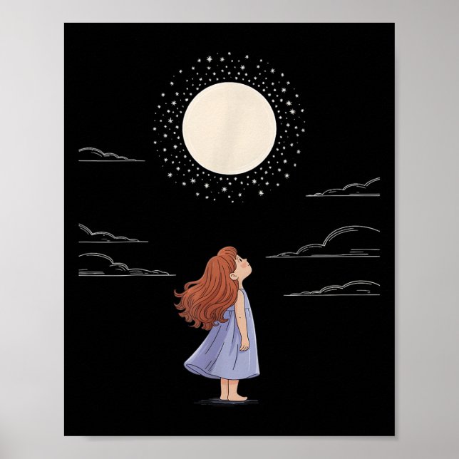 Full Moon Feelings Design Astrology Zodiac Space Poster (Framsidan)