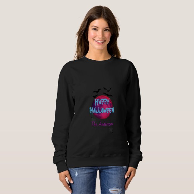 Full Moon Fladdermus Spider Spooky Modern Happy ha T Shirt (Hel framsida)