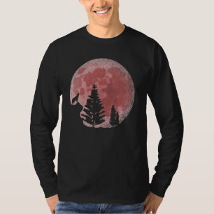 Full Moon Forest Animal Predator Red Måne Howling T Shirt
