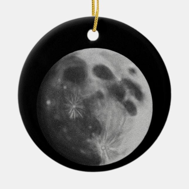 Full Moon Grått Graphic Art Classic Round Ornament (Framsidan)