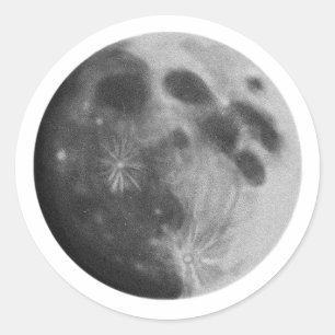 Full Moon Grått Graphic Art Classic Round Sticker Runt Klistermärke